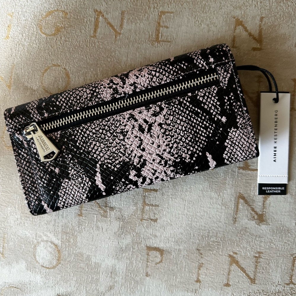 Pink snake Sovana fold over slim walet